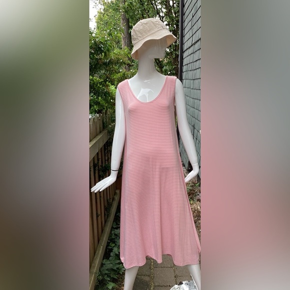 Gilmore Bamboo Pink And White Striped Tank Dress S/M New With Tags - Picture 2 of 15